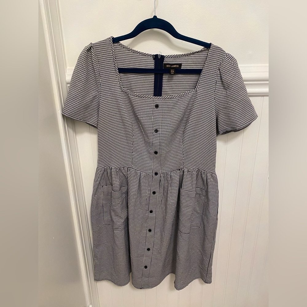 QED London Black and White Gingham Midi Dress